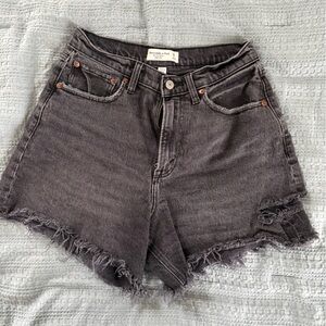 Abercrombie & Fitch Curve Love Dark Gray Frayed Hem Shorts